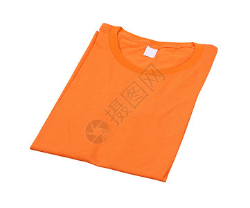 分离的折叠T恤衫服装衣服棉布白色衬衫小路领口橙子销售内衣背景图片