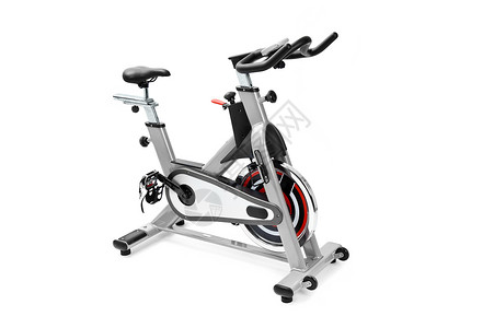 体操设备 心脏运动机旋转机自行车有氧运动器材运动培训师健身房耐力纺纱机白色健身背景图片