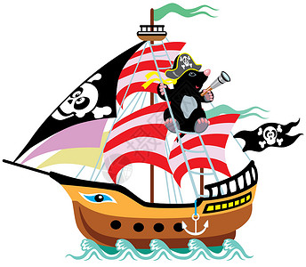 海盗旗素材卡通摩尔海盗插画