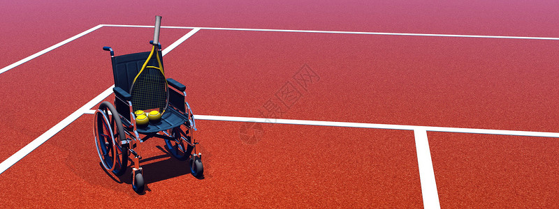 残疾人网球3D竞赛球拍人士玩家运动残障椅子锦标赛车轮截瘫背景图片