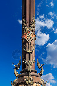西班牙航海纪念碑克里斯托弗哥伦布纪念碑巴塞罗那冒号航海雕塑雕像纪念碑观光建筑学纪念馆旅游旅行背景