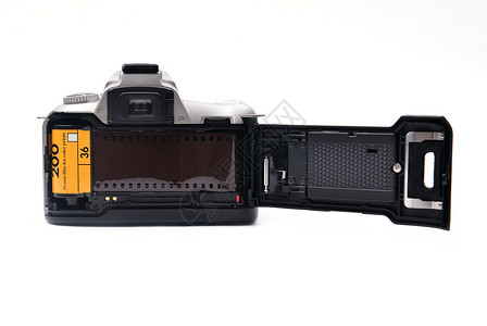35毫米薄膜照相机卷轴案件墨盒相机照片摄影白色黑色幻灯片技术背景图片