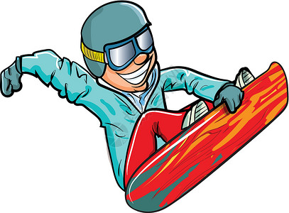 空中的卡通滑雪机滑雪平衡假期季节运动会行动滑雪者单板控制木板背景图片