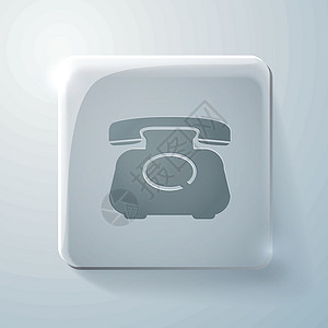 古典旧回转电话 Glass 平方图标按钮电脑怀旧古董技术白色扬声器讲话收藏说话背景图片