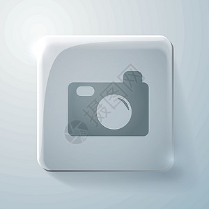 带有亮点的玻璃方形图标 照相机照片阴影网络卡片摄影镜片按钮灰色商业互联网背景图片