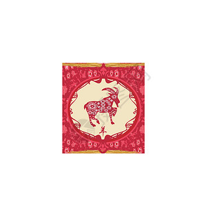 山羊年2015年文化风格红色十二生肖框架节日装饰月球活力灯笼背景图片
