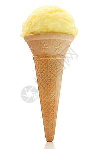冰淇淋黄色小吃食物锥体浆果奶油状香草酸奶甜点背景图片