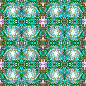 无缝折形图案与螺旋创造力韵律电脑绘画装饰品曲线绿色质感艺术插图背景图片