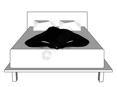 一家四口床上脚一个男人在床上的脚影睡眠艺术失眠阴影草图矢量房子黑色男人枕头插画