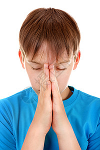 孩子祈祷男性哀告高清图片