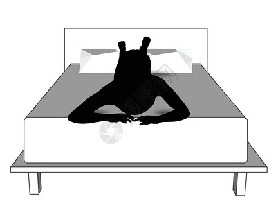 一家四口床上脚一个男人在床上的脚影枕头艺术阴影男人黑色失眠矢量睡眠插图房子插画