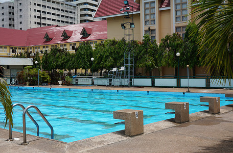 游泳池视图运动员社会泳池运动竞争速度蓝色活力民众小路背景图片