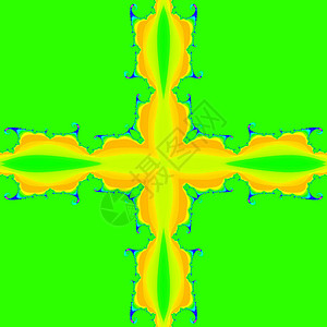 装饰性分形十字 颜色明亮电脑对称曲线创造力插图绘画辐射艺术装饰品绿色背景图片