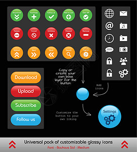 一套可自定义的网络按钮和图标背景图片