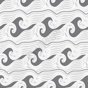 白抽象海浪线和灰色无缝形状背景图片
