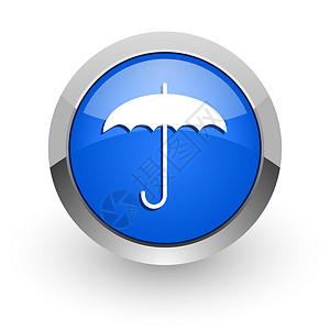创意蓝色伞图标蓝蓝色雨伞网络图标气象合金季节按钮海滩圆圈互联网天气湿度预报背景