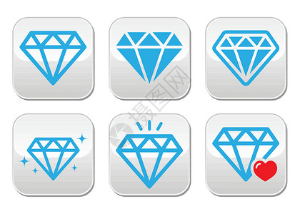 奢侈品珠宝一套钻石奢侈品矢量按钮插画