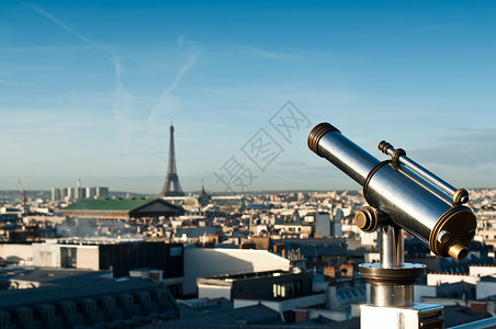 巴黎望远镜和全景望远镜拉丁旅行地标全景房屋艺术建筑天际城市建筑学背景图片