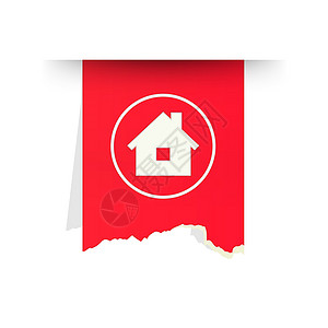 白色主图带有家主图标的标记家园装饰窗户标签艺术破烂白色风格红色界面插画