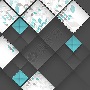 摘要 3D 几何设计艺术框架灰色插图互联网商业网络白色横幅正方形背景图片