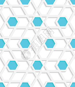 白几何 以蓝色六边形灰色无缝平面细化背景图片