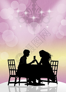 浪漫晚餐夫妻插图午餐餐厅闲暇庆典桌子乐趣背景图片