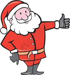圣诞老人手臂在卡通上方 圣诞老人圣诞大拇指插画