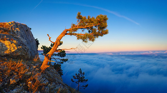 云层之上天堂山脉背景图片