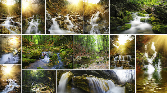 河流和瀑布的收集背景图片