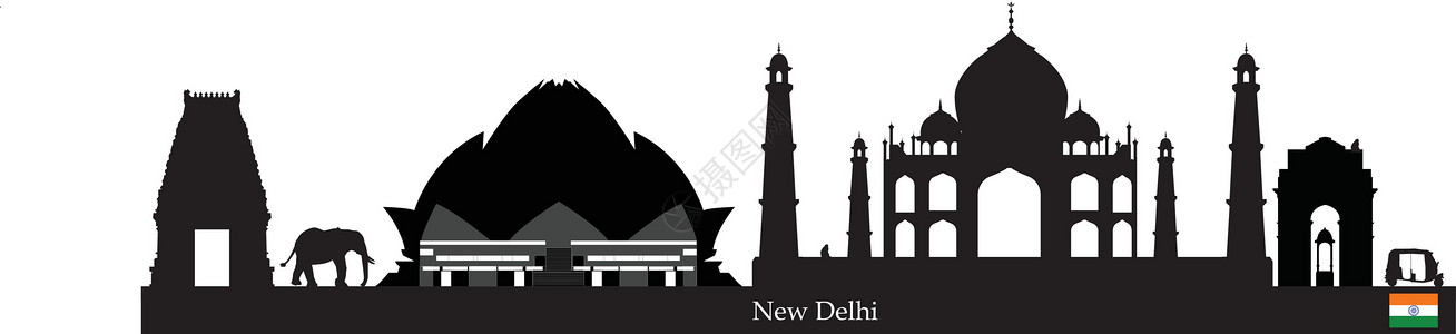 杜雅在dia 中的新 delhi 的天线拉巴纪念碑游客国家地标建筑物寺庙首都机构旅行插画