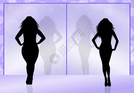 重量损失肥胖女士女性魅力创造力饮食插图背景图片