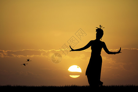 日落时泰国舞蹈背景图片
