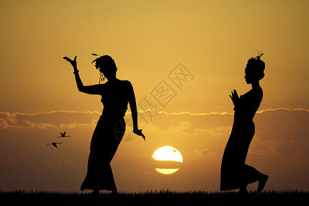 泰国舞蹈旅游日落女孩插图乐趣花朵女性仪式太阳文化背景图片