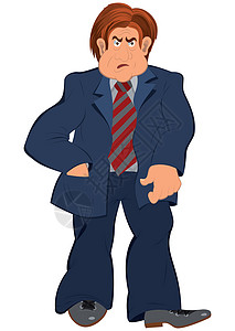 穿蓝色西装 带条纹领带的卡通男子背景图片