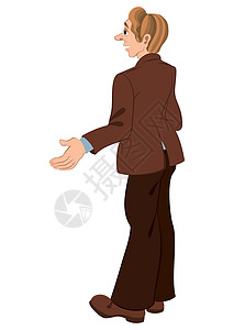 穿着棕色夹克的反向时装男背景图片