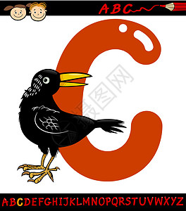 乌鸦漫画插图的字母c背景图片