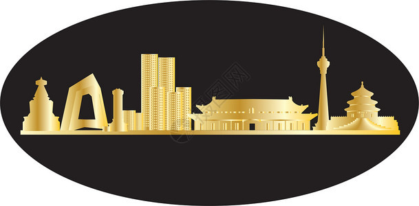 北京央视大楼beajing 天线摩天大楼场景商业生活白色酒店天际黑色城市房屋插画