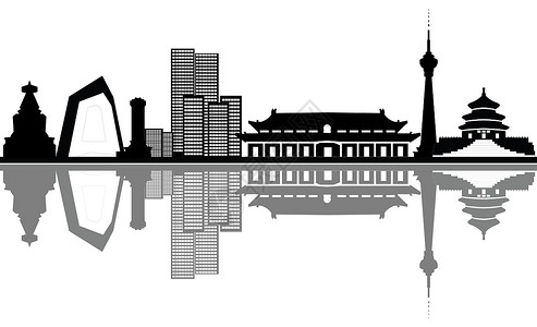beajing 天线插图白色摩天大楼生活办公室景观绘画建筑物黑色酒店背景图片