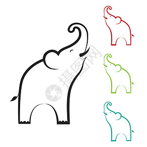 凝重大象设计的矢量图像动物卡通片插图气泡微笑快乐草图艺术野生动物艺术品插画