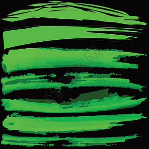 黑色背景的电压阵列灌木笔刷绿色手绘画笔中风绘画插图水彩艺术笔触收藏背景图片