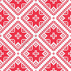 无缝乌克兰 斯拉夫民间艺术 红刺绣图案背景图片