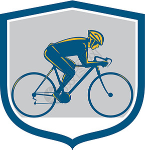 自行车盾牌雷特罗艺术品男性插图运动骑术山地波峰男人背景图片