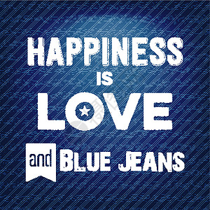 海报标题字体幸福是爱情和蓝色牛仔裤 反恋框架乐趣广告插图艺术书法标题绘画创造力生活设计图片