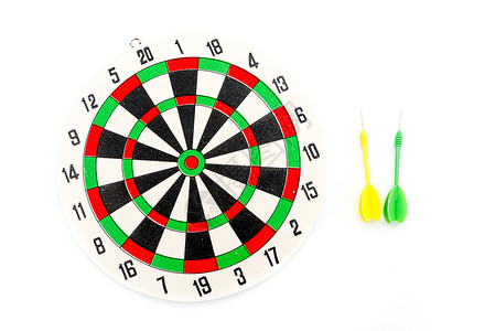 2 dart 绿色和黄色 目标1射箭闲暇战略愿望中心靶心红色白色运动竞赛背景图片
