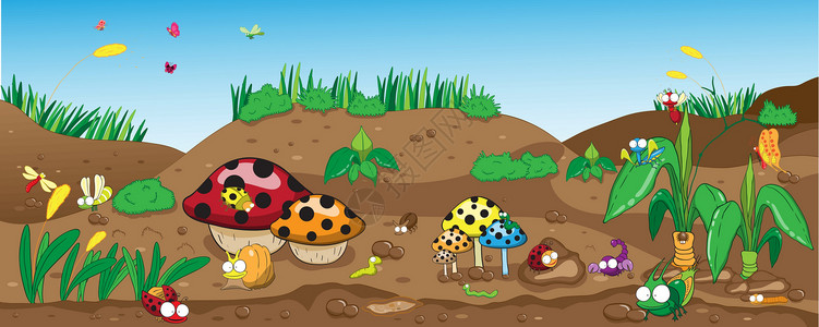 水稻负泥虫地上的昆虫 花朵和植物中的昆虫插画