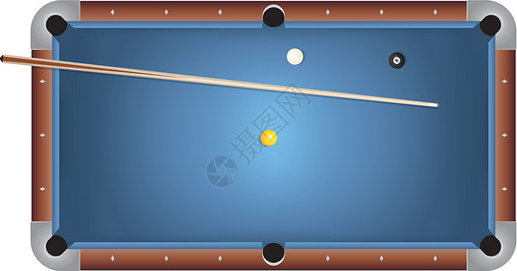 八个明确现实主义的Billiards泳池桌蓝轻角度说明插画