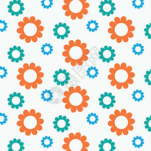 无缝矢量几何 图案背景装饰插图墙纸橙子圆圈蓝色纺织品风格绿色织物背景图片
