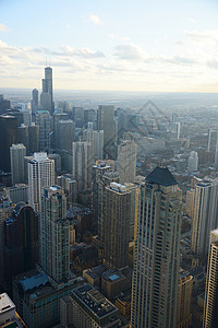 芝加哥建筑中心摩天大楼城市商业背景图片
