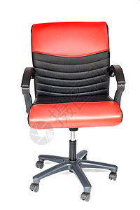 孤立可调整的皮椅座位风格家具白色办公室车轮红色装饰奢华商业背景图片