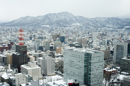 从JR塔上看到的札幌市背景图片